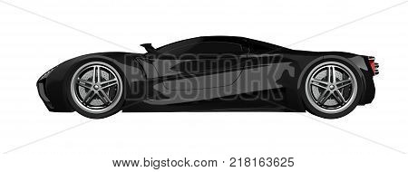Black racing concept car. Image of a car on a white isolated background. 3d rendering