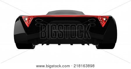 Black racing concept car. Image of a car on a white isolated background. 3d rendering