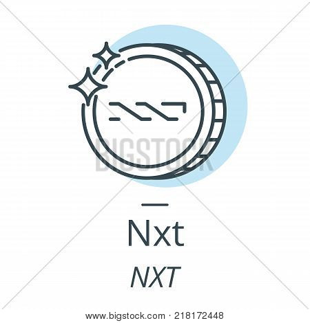 Nxt cryptocurrency coin line, icon of virtual currency vector