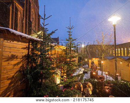 small Christmas market in the german muensterland