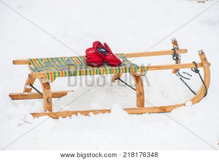 Happy playful kid in snow