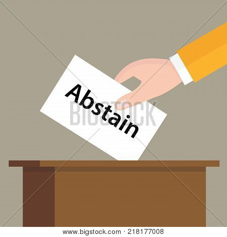 abstain choice vote hand putting a ballot paper in a slot of box vector
