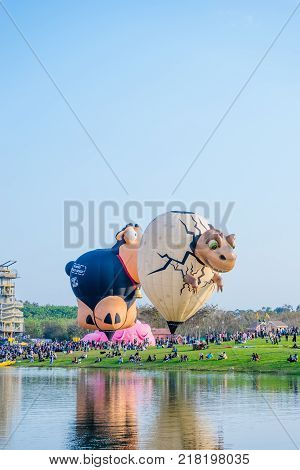 Chiangrai Thailand - Febuary 17 2017 : Singha Park International Balloon Fiesta 2017 In Singha Park,