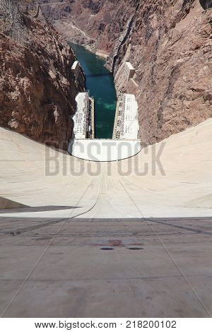 Hoover Dam on Colorado River at the Stateline of Nevada-Arizona. USA