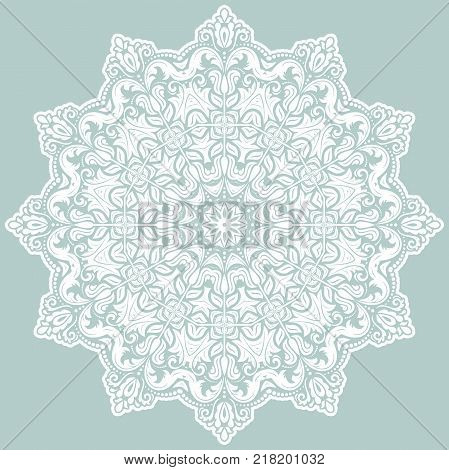 Elegant vector ornament in classic style. Abstract traditional pattern with oriental elements. Classic ound white vintage pattern