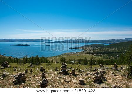 Small sea. Siberia Baikal lake in summer