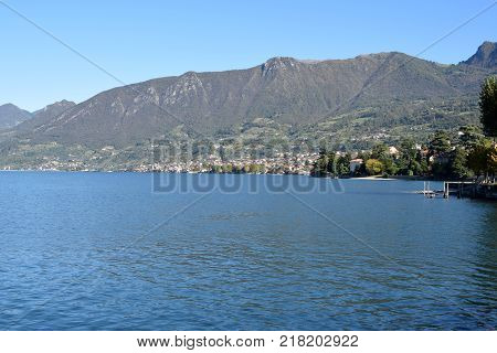 Lake Iseo between Brescia pre Alps Lombardy Italy