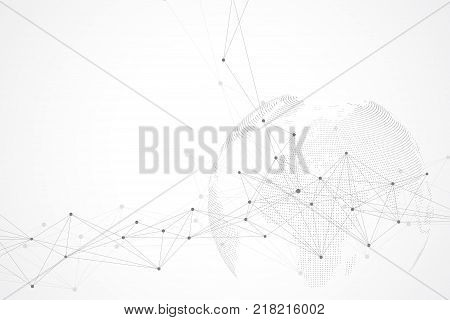 Virtual Graphic Background Communication with World Globe. A sense of science and technology. Digital data visualization. Vector illustration.