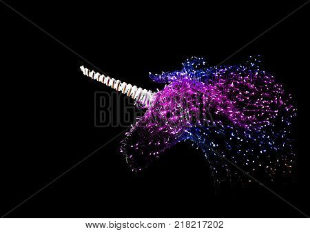 Head Of Unicorn Docoration At Night
