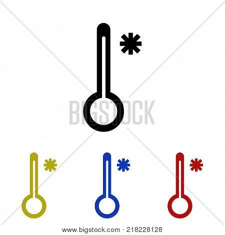 Thermometer symbolizing cold glyph icon in four color coloring pages.