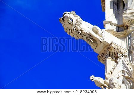 SIENA, ITALY - October 2017:Detail of the cathedral at Siena on Italy