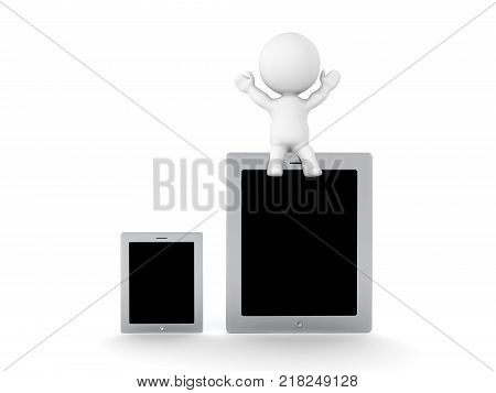 3D Character announcing X-MAS. Isolated on white.