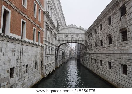Bridge of sighs in the beautiful Venice