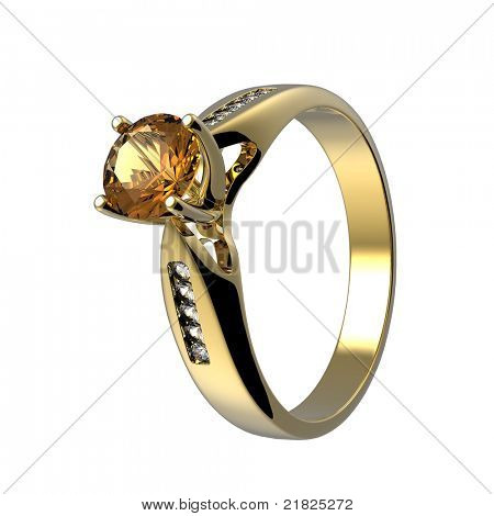 Ring diamond eristetty valkoisella taustalla
