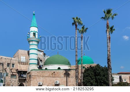 Acre Israel November 03 2017 : E-Zaitune Mosque in the fortress in the old city of Acre in Israel