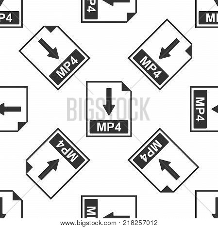 MP4 file document icon. Download MP4 button icon seamless pattern on white background. Flat design. Vector Illustration