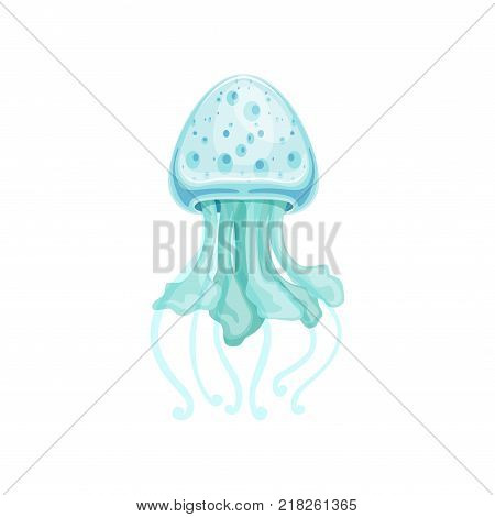 Light blue jellyfish vector Illustration on a white background