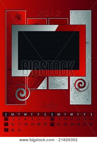 2012 July monthly calendar A3 photo frame for your photos