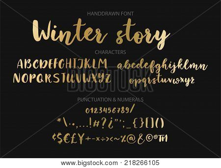 Winter story. Handwritten Brush font for lettering quotes. Hand drawn brush style modern calligraphy.