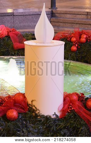 Advent candle at Mandusevac fountain in Zagreb, Croatia
