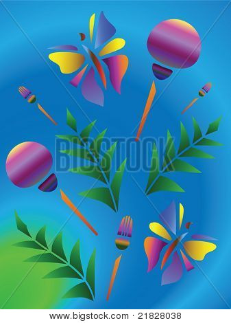 Resumen de antecedentes con mariposas y flores.