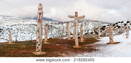 Wooden Carving Sculptures In Park Of Souls