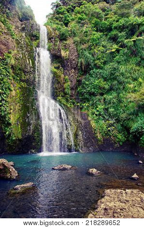 Wonderful waterfalls in New Zealand. Kitekite Falls on South Island of New Zealand.