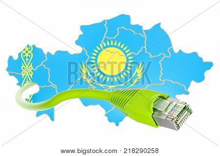 Internet connection in Kazakhstan concept. 3D rendering isolated on white background