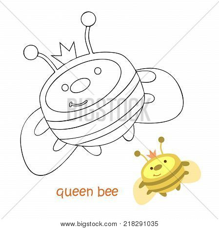 Coloring book animal. Kids coloring pages. bee
