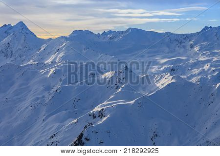 winter mountain landscape. Region Axamer Lizum Austria