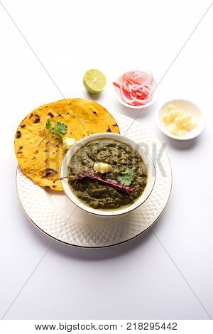 Sarson Ka Saag Makki Ki Roti popular north indian main course menu usually prepared in winter season