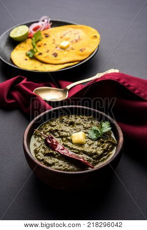 Sarson Ka Saag Makki Ki Roti popular north indian main course menu usually prepared in winter season