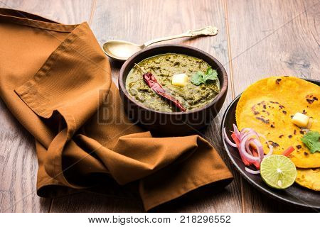 Sarson Ka Saag Makki Ki Roti popular north indian main course menu usually prepared in winter season