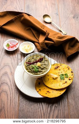 Sarson Ka Saag Makki Ki Roti popular north indian main course menu usually prepared in winter season