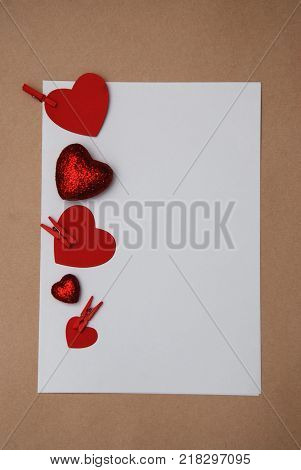 White Blank with Red Shiny Gliter Heart