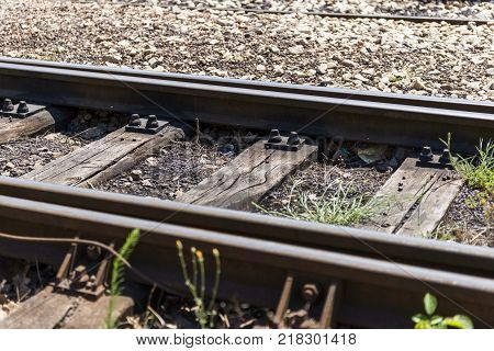 railroad railway. rails transportration isolated. rail transport