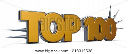 top 100 symbol with prickles on white background - 3d rendering