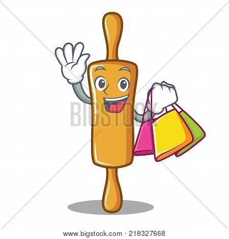 Shopping rolling pin character cartoon vector illustration