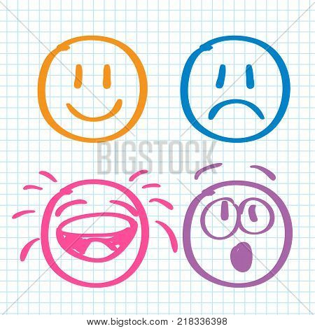 Modern outline style emoji icons collection. Premium quality symbols and sign web logo collection. Pack modern infographic logo and pictogram. Simple emoticons pictograms. vector illustration
