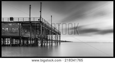Southend Pleasure Pier at Sunset in mono