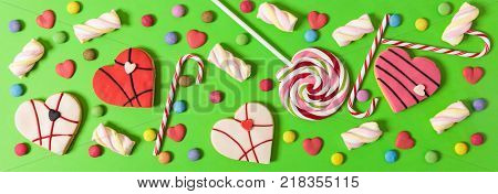 Colorful Party Accessories On Wooden Background, Top Niew, Copy Space
