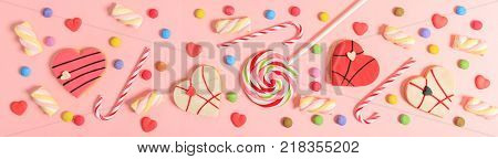 Colorful Party Accessories On Wooden Background, Top Niew, Copy Space