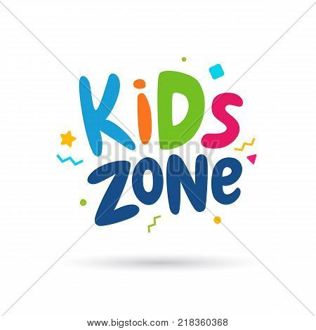 Kids zone emblem or logo for childrens playroom. Vector illustration