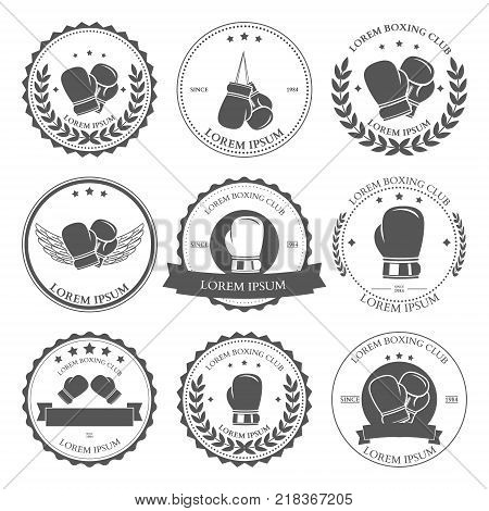 Boxing labels and badges set. Vector illustration