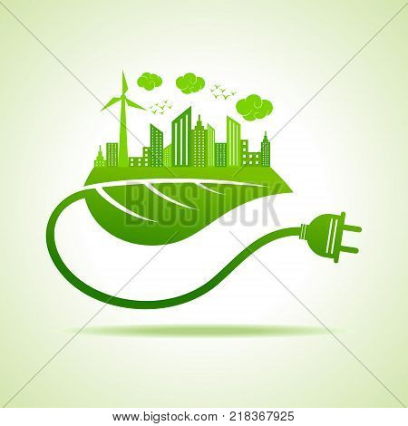Save Nature and ecology concept with eco cityscape stock vector