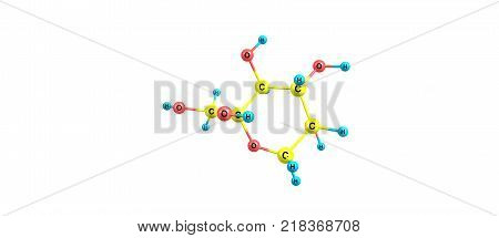 Beta-d-fructopyranose Molecular Structure Isolated On White