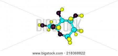 Beta-d-fructopyranose Molecular Structure Isolated On White