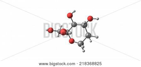 Beta-d-fructopyranose Molecular Structure Isolated On White