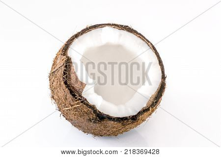 Coconut Slice Isolated On The White Background.