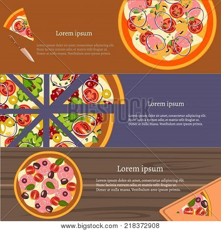 Making pizza, fresh ingredients for pizza. Vector illustration